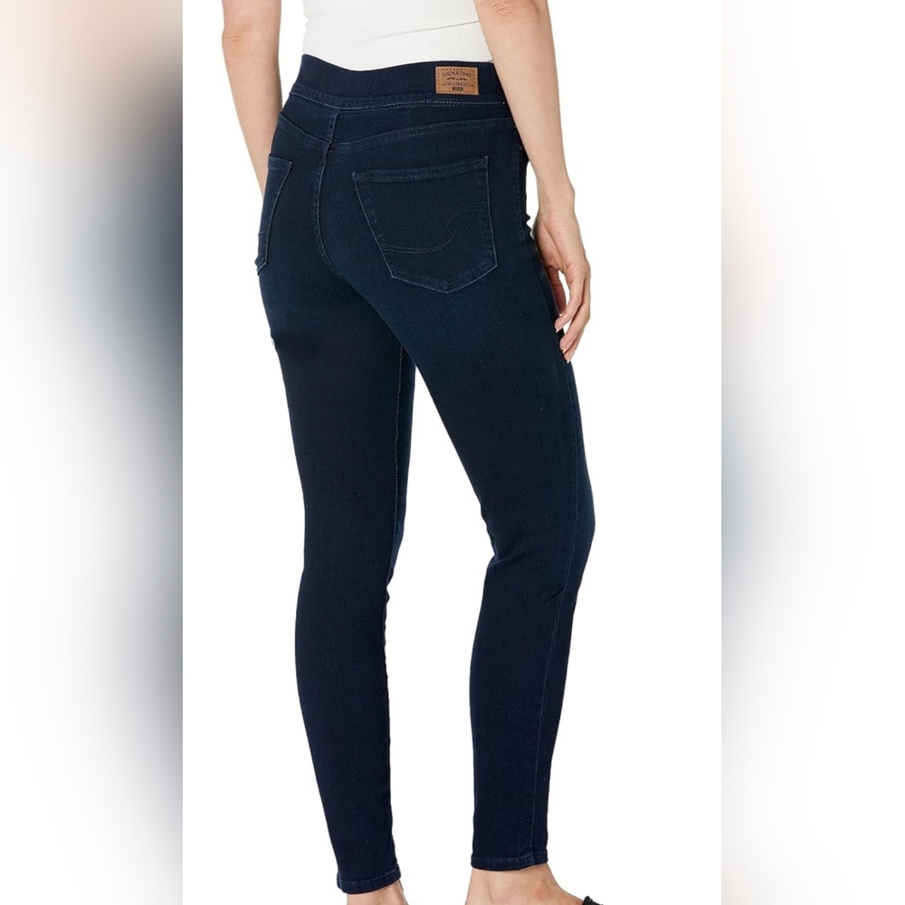 Signature Levi Strauss Gold Jeans Shaping Pull On Skinny Dark Wash Sz 2S( 25×28) - Picture 3 of 9